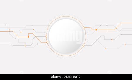 white grey circle technology background abstract. technology with line digital color grey, orange, dot, hi-tech, vector. circle technological for web Stock Vector