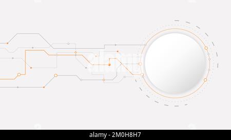 white grey circle technology background abstract. technology with line digital color grey, orange, dot, hi-tech, vector. circle technological for web Stock Vector