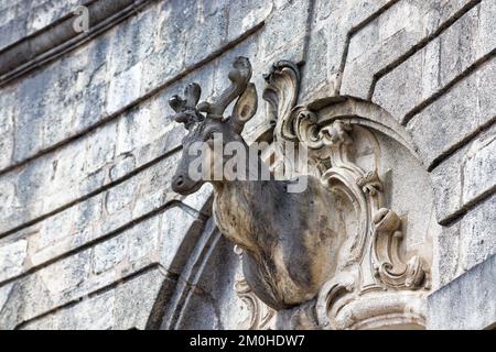 France, Meuse, Commercy, detail of the facade of the castle of Commercy, one of the favorite residences of Duke Stanislas Leszczynski Stock Photo