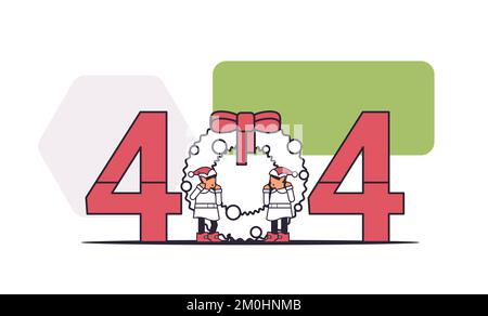 elves preparing for new year and christmas holidays celebration 404 page not found concept Stock Vector