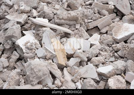 Shattered, Broken Clay concrete Bricks, Construction Waste. Renovation in israel Stock Photo