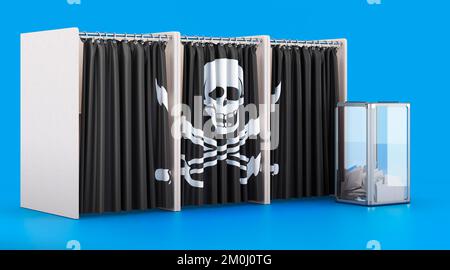 Ballot box with piracy flag. 3D rendering isolated on white background ...
