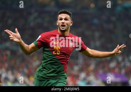 Portugal's Goncalo Ramos celebrates scoring their side's first goal of