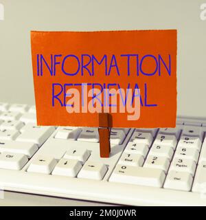 Sign displaying Information Retrieval. Word for A place where data are stored and can be found Stock Photo