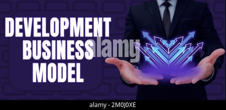 Sign displaying Development Business Model. Business concept rationale of how an organization created Stock Photo