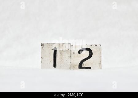 January 12 Calendar Date Text On Wooden Blocks With Blurred Background 