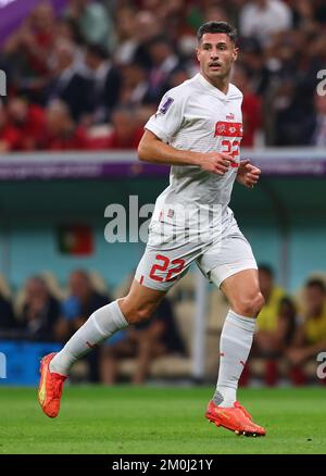 Doha, Qatar, 6th December 2022. Fabian Schar of Switzerland  during the FIFA World Cup 2022 match at Lusail Stadium, Doha. Picture credit should read: David Klein / Sportimage Stock Photo