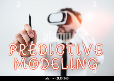 Sign displaying Predictive Modeling. Business showcase maintenance strategy driven by predictive analytics Stock Photo