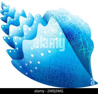 Hand Drawn Colorful Conch Fish Sea Shell Drawing Stock Vector