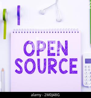 Sign displaying Open Source. Business approach denoting software which original source code freely available Stock Photo