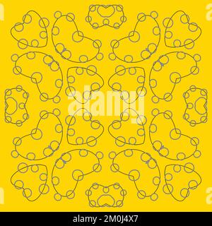 Creative yellow pattern, doodles and lines. Vector illustration Stock Vector