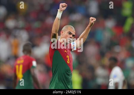 Lusail, Qatar. 06th Dec, 2022. Kepler Pepe of Portugal scores from a header and reacts to the supporters during the FIFA World Cup Qatar 2022 round of 16 match between Portugal and Switzerland at Lusail Stadium, Lusail, Qatar on 6 December 2022. Photo by Peter Dovgan. Editorial use only, license required for commercial use. No use in betting, games or a single club/league/player publications. Credit: UK Sports Pics Ltd/Alamy Live News Stock Photo