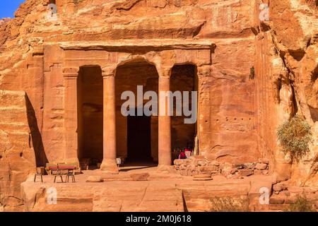 Petra, Jordan, Garden Temple Hall on Wadi Farasah trail to High Place of Sacrifice Stock Photo