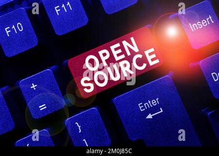 Handwriting text Open Source. Business concept denoting software which original source code freely available Stock Photo