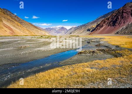 Beautiful Bartang Valley near Savnon, Pamir Mountain Range, Tajikistan Stock Photo