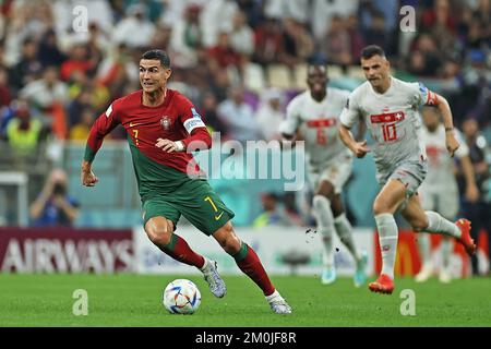 Lusail, Qatar. 06th Dec, 2022. Cristiano Ronaldo de Portugal during the FIFA World Cup Qatar 2022 match, Round of 16, between Portugal and Switzerland played at Lusail Stadium on Dec 6, 2022 in Lusail, Qatar. (Photo by/Pressinphoto/Sipa USA) Credit: Sipa USA/Alamy Live News Stock Photo