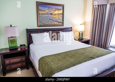 Naples Florida,Greenlinks Golf Villas at Lely Resort master bedroom king size bed,inside interior lodging accommodations Stock Photo