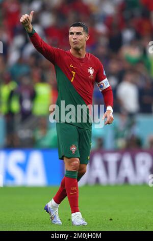Lusail, Qatar. 06th Dec, 2022. Soccer, World Cup 2022 in Qatar, Portugal - Switzerland, round of 16, at Lusail Stadium, Portugal's Cristiano Ronaldo gestures. Credit: Tom Weller/dpa/Alamy Live News Stock Photo