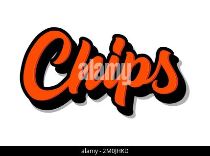 Crunchy crispy text, lettering quote hand drawn creative concept for your business. Chips modern style, product. Vector illustration Stock Vector