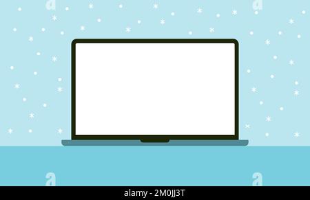 Laptop with white empty blank screen for copy space Stock Vector