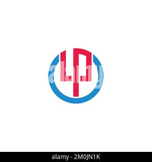 letter lp linked circle geometric line logo vector Stock Vector