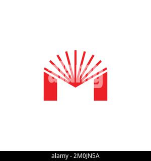 letter m sun rays shine simple logo vector Stock Vector