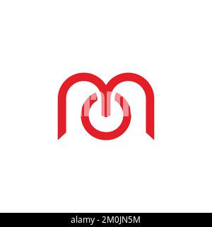letter m power button red logo vector Stock Vector