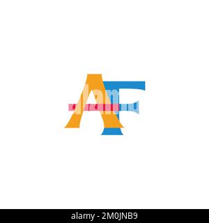 letter af colorful linked font simple mosaic logo vector Stock Vector