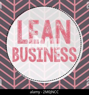 Text showing inspiration Lean Business. Business overview improvement of waste minimization without sacrificing productivity Stock Photo