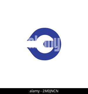 wrench simple geometric negative space logo vector Stock Vector