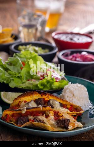 mexican tacos on dark wood Stock Photo