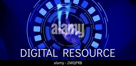 Sign displaying Digital Resource. Conceptual photo content that distributed digitally over the Internet Stock Photo