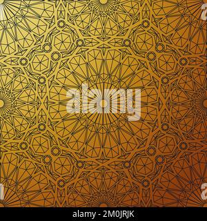 Linear oriental pattern on a golden background. Vector clipart Stock Vector