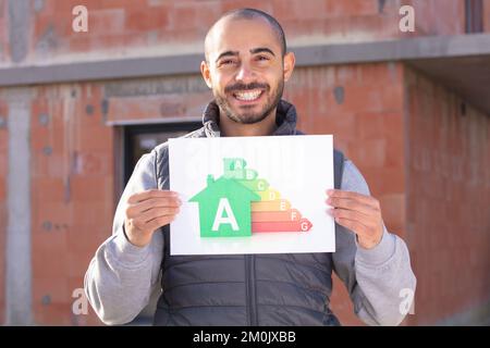 architect showing an energy efficiency scale Stock Photo