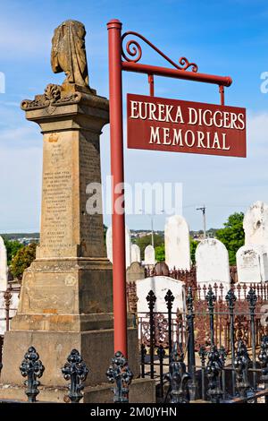 Ballarat Australia / The Eureka Diggers Memorial  dedicated to  gold diggers killed at the 1854 Eureka Stockade battle in Ballarat Victoria Australia. Stock Photo