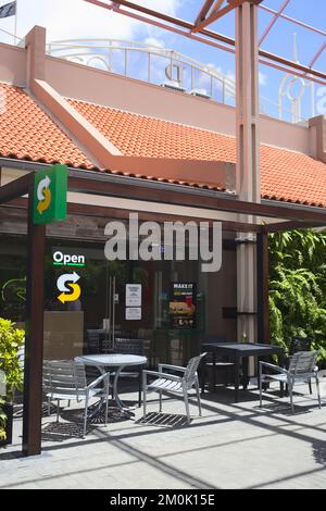 ORANJESTAD, ARUBA - JULY 17, 2022: Subway fast food restaurant in Renaissance Marketplace Mall in the city center of Oranjestad on Aruba Stock Photo