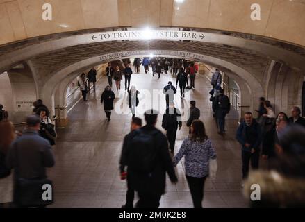 New York, United States. 06th Dec, 2022. Travelers walk in Grand Central Terminal on Tuesday, December 6, 2022 in New York City. The Biden Administration worked successfully to avert railway strikes last week. Photo by John Angelillo/UPI Credit: UPI/Alamy Live News Stock Photo