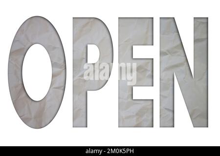 Open text with Torn, Crumpled White Paper on colored background. Stock Photo