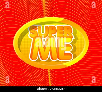 Superhero coat of arms showing Super Me icon. Colorful comic book style vector illustration. Stock Vector