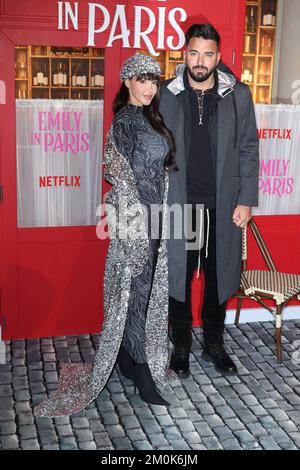 Nabilla Vergara and Thomas Vergara attend the "Emily In Paris" by