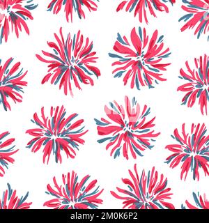 Colorful vivid psychedelic pattern with abstract simple flowers for fabric, wrapping paper. Vector illustration Stock Vector