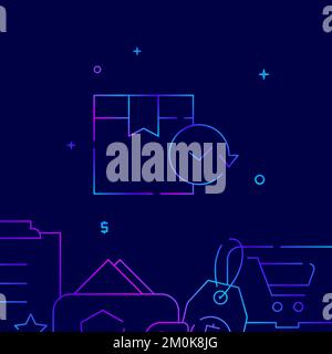 Order tracking gradient line vector icon, simple illustration on a dark blue background, shopping and delivery related bottom border. Stock Vector