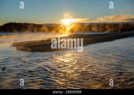 Dawn over Lake Superior at the Michipicoten River mouth Stock Photo