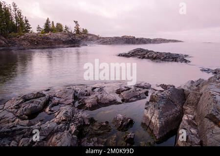 Dawn over Lake Superior at the Michipicoten River mouth Stock Photo