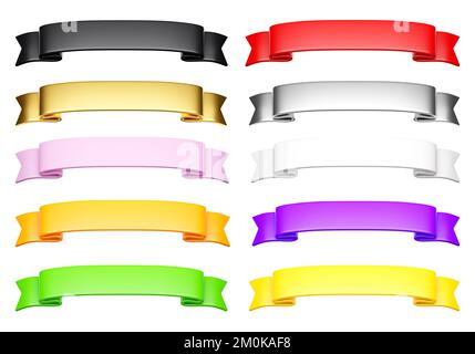 3d Label Ribbons Set . Glossy Red Blank Plastic Banner For Advertisment ...