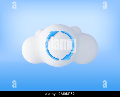 3D Cloud with File Sync Icon Stock Vector