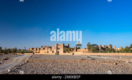 Skoura, Ouarzazate Province, Morocco - November 23, 2022: Traditional,  historic, fortified residence Kasbah Amridil. Stock Photo