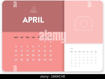 April 2023. Creative minimal business monthly 2023 Calendar template vector. Desk, wall calendar for print, digital calendar or planner. Stock Vector