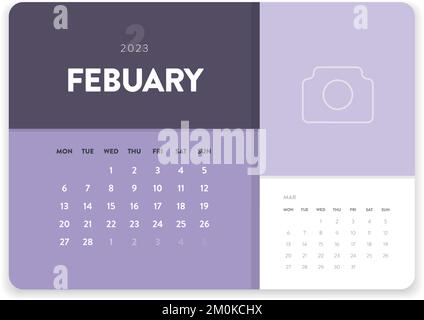 February 2023. Creative minimal business monthly 2023 Calendar template vector. Desk, wall calendar for print, digital calendar or planner. Stock Vector