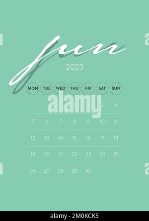 June 2023. Creative minimal business monthly 2023 Calendar template vector. Desk, wall calendar for print, digital calendar or planner. Stock Vector